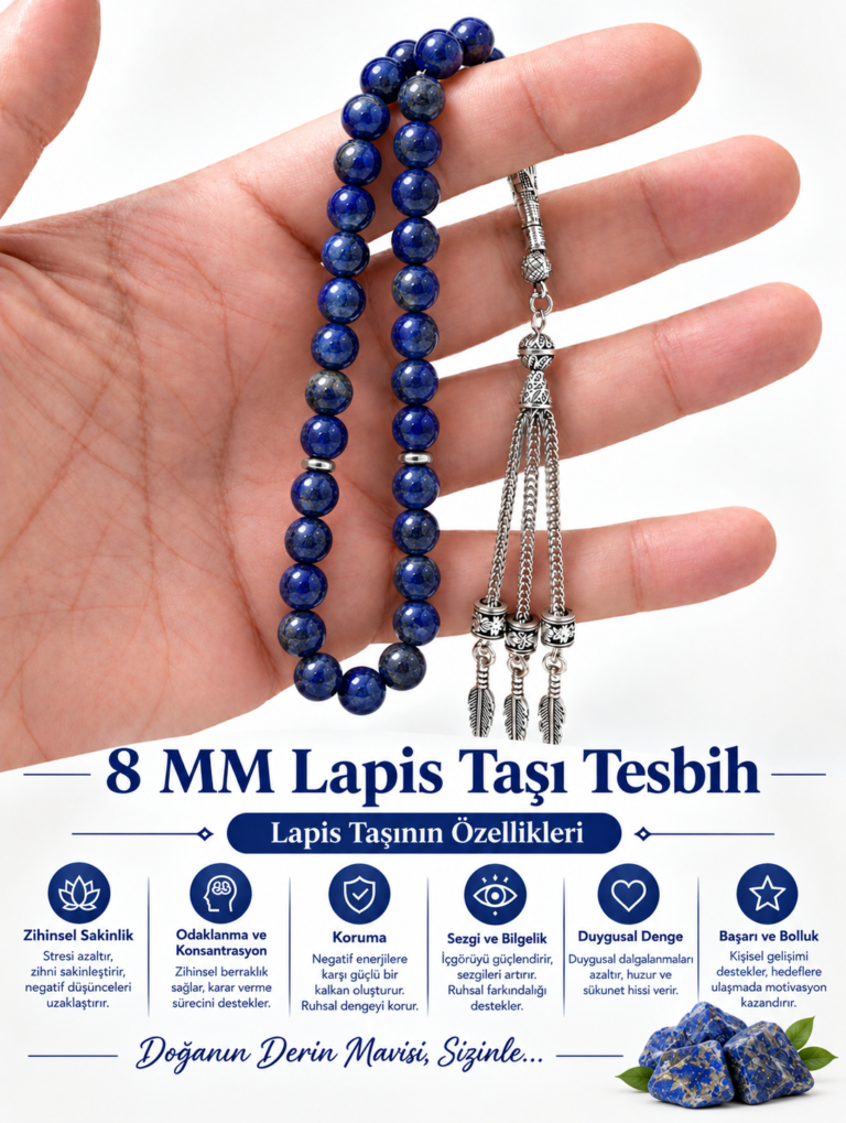8 MM Doğaltaş Lapis Tesbih