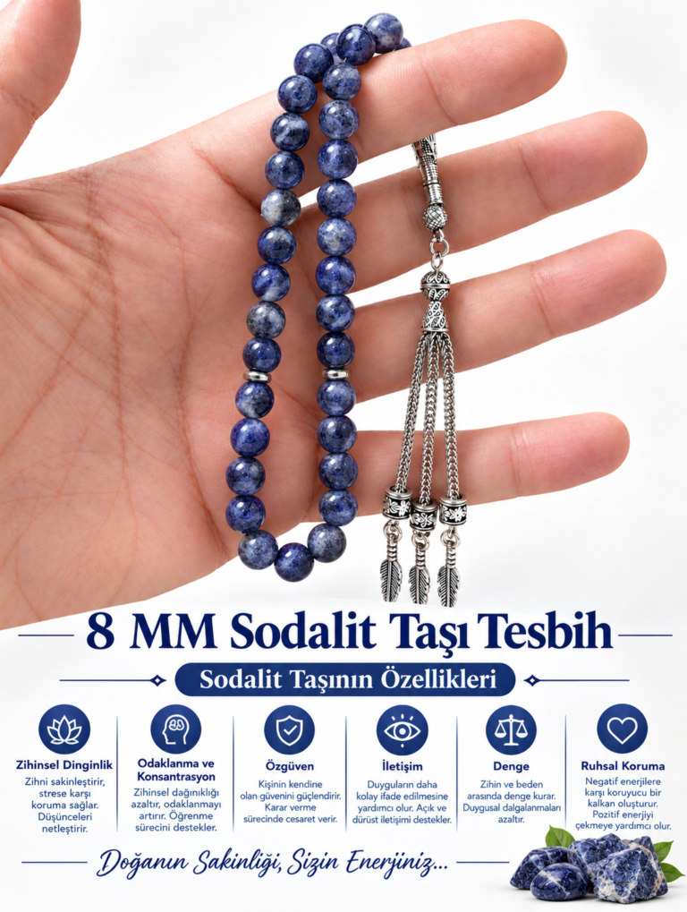 8 MM Doğaltaş Sodalit Tesbih
